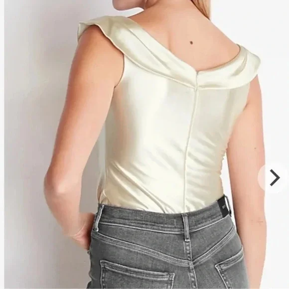 Off the Shoulder Bodysuit in Cream Color from Express - Picture 4 of 7